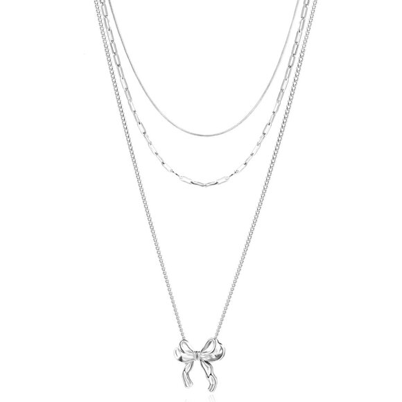 Sophisticated Bow Pendant Layered Necklaces for Women – Gift Ready Elegance - Picture 1 of 6